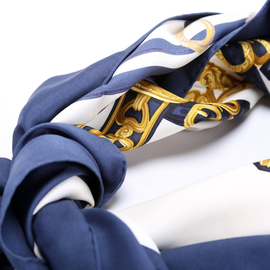 Brides De Gala 90 Silk Scarf Blue/Gold