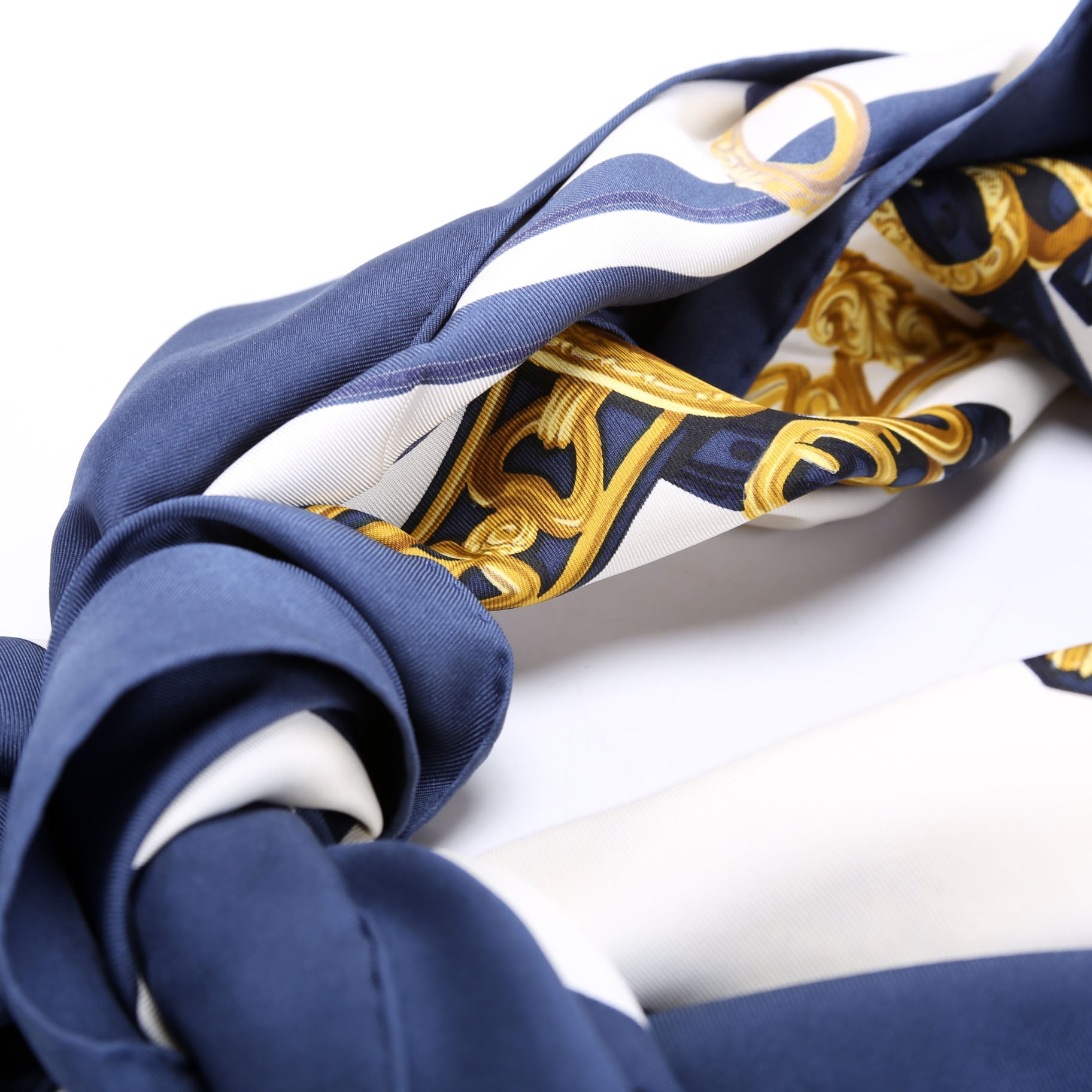 Brides De Gala 90 Silk Scarf Blue/Gold