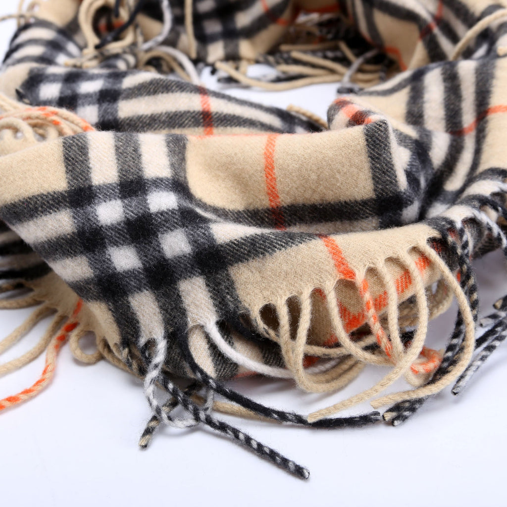 Embroidered Knightsolid Cashmere Scarf Brown