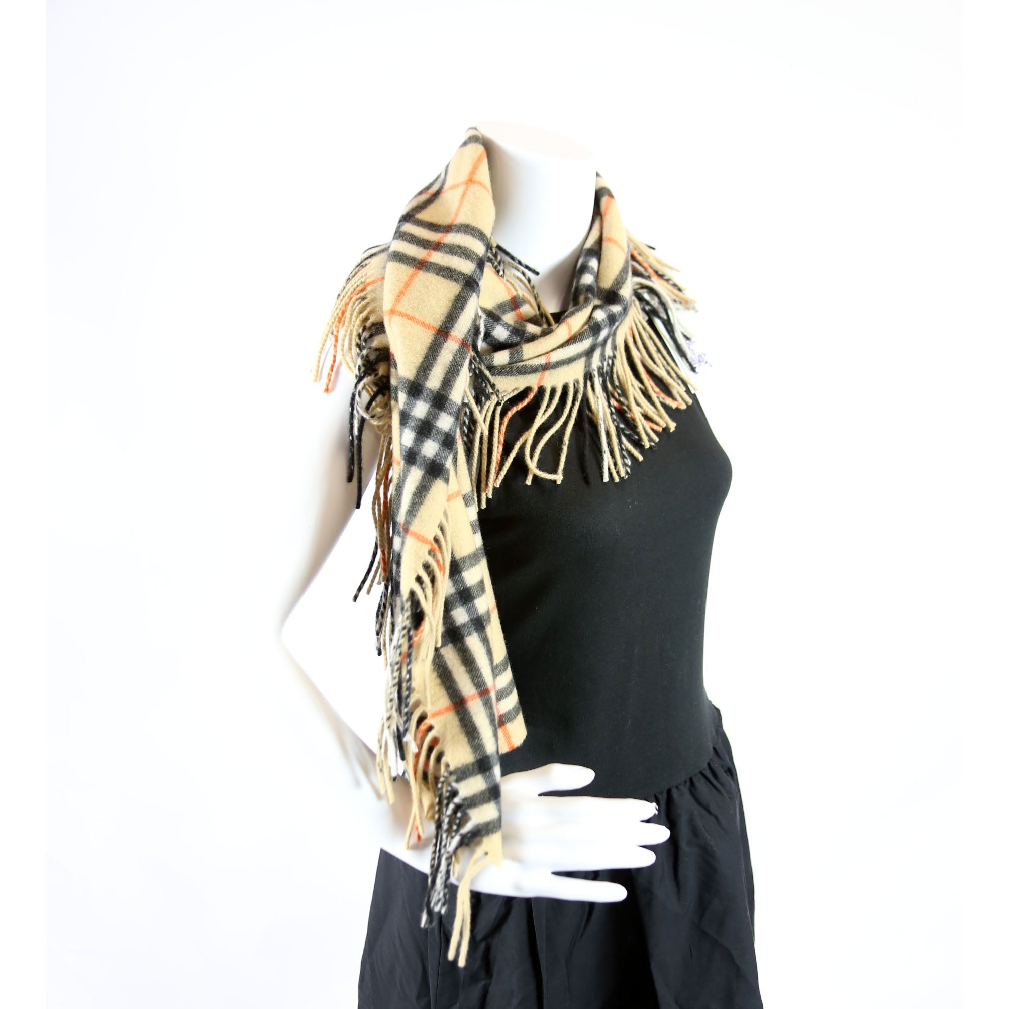 Embroidered Knightsolid Cashmere Scarf Brown