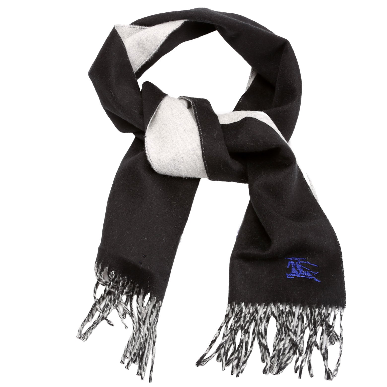 Happy Washed Medium Check Cashmere Scarf Black/Grey