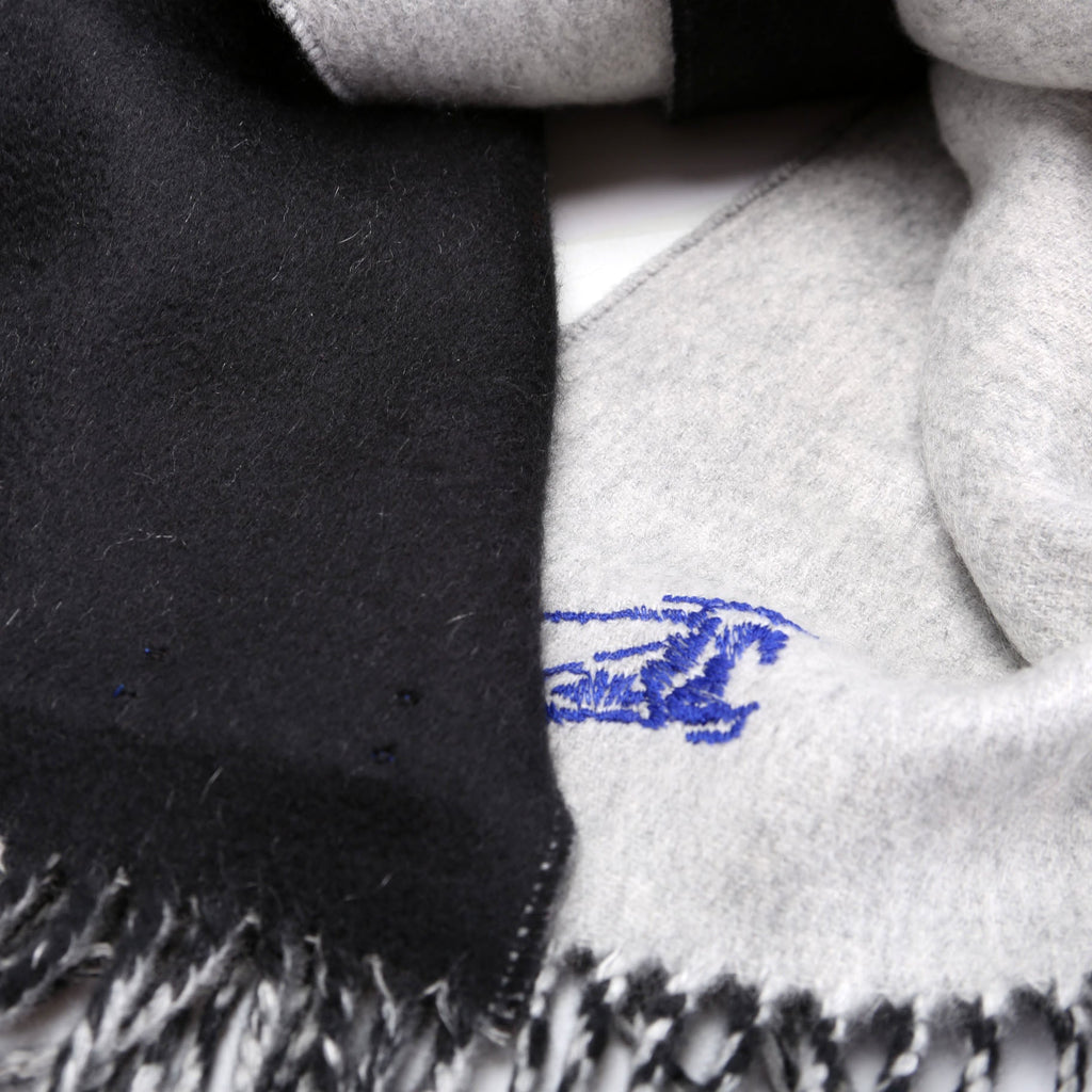 Happy Washed Medium Check Cashmere Scarf Black/Grey