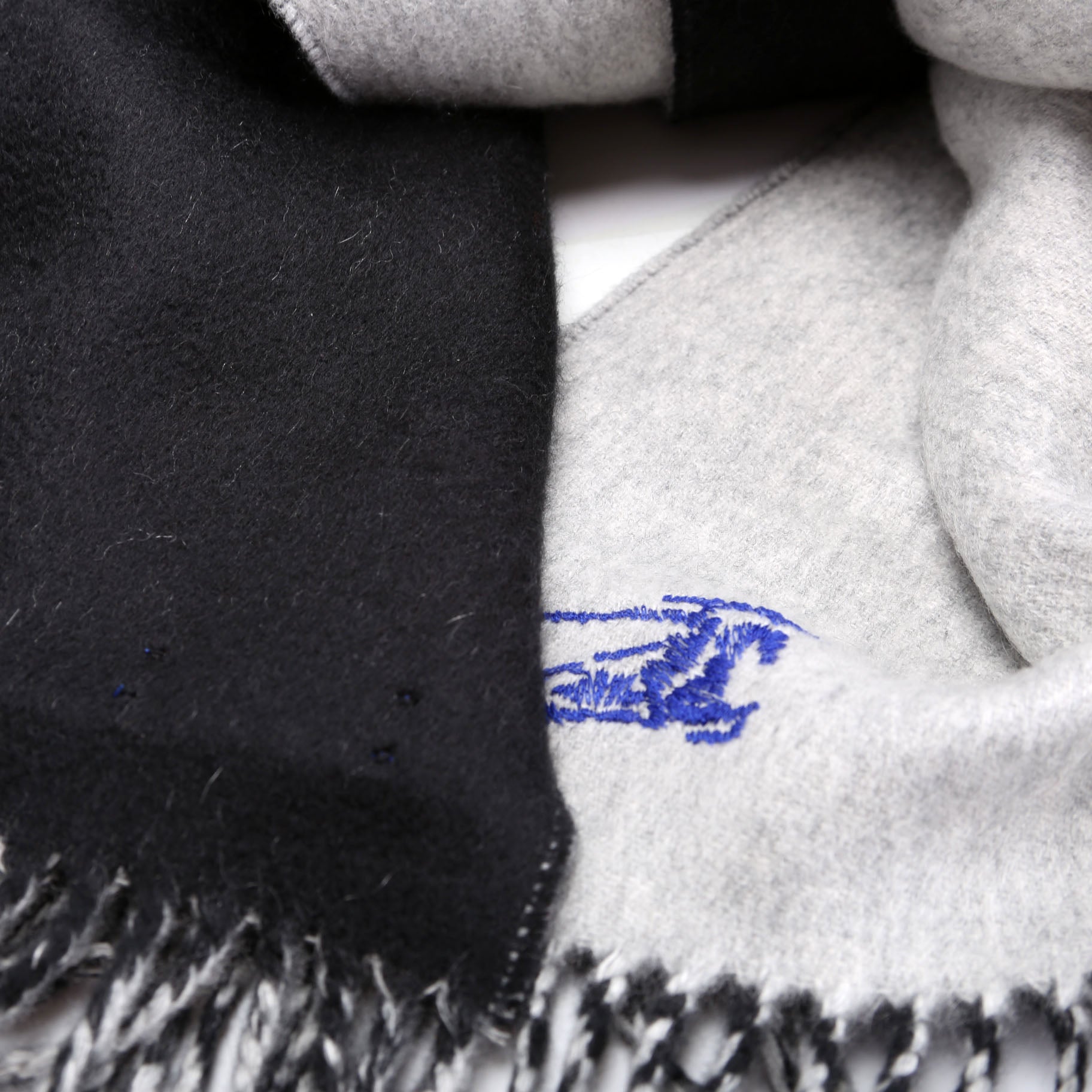 Happy Washed Medium Check Cashmere Scarf Black/Grey