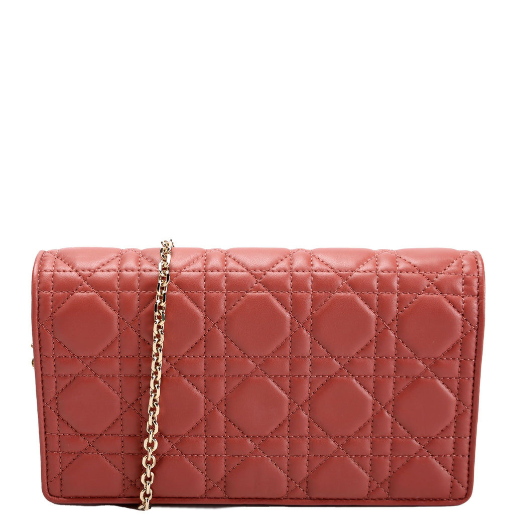 Dior Lady Dior Pouch With Inserts Lambskin Cannage Rust