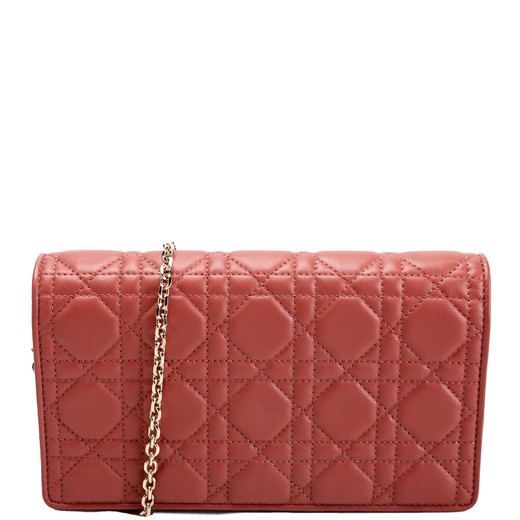 Dior Lady Dior Pouch With Inserts Lambskin Cannage Rust