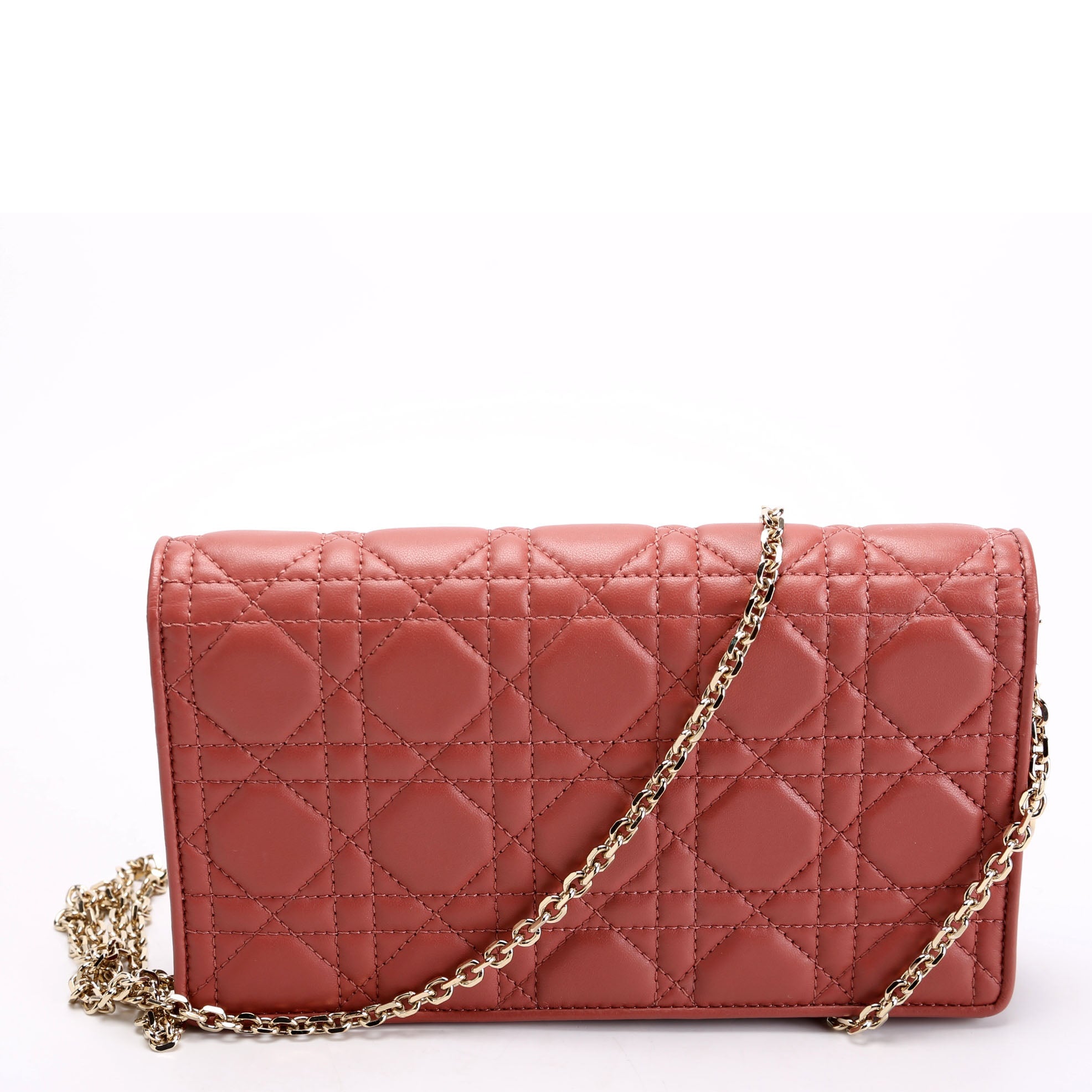 Dior Lady Dior Pouch With Inserts Lambskin Cannage Rust