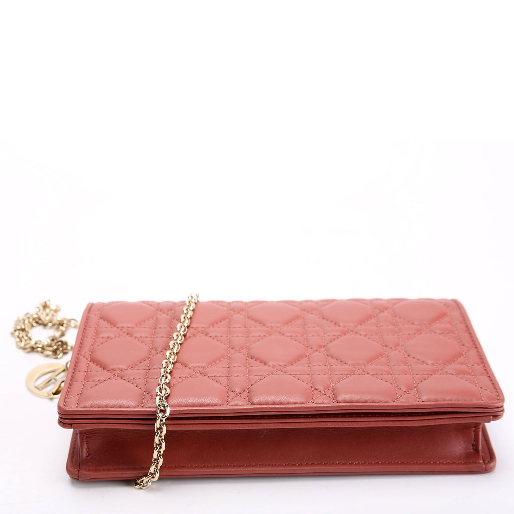 Dior Lady Dior Pouch With Inserts Lambskin Cannage Rust