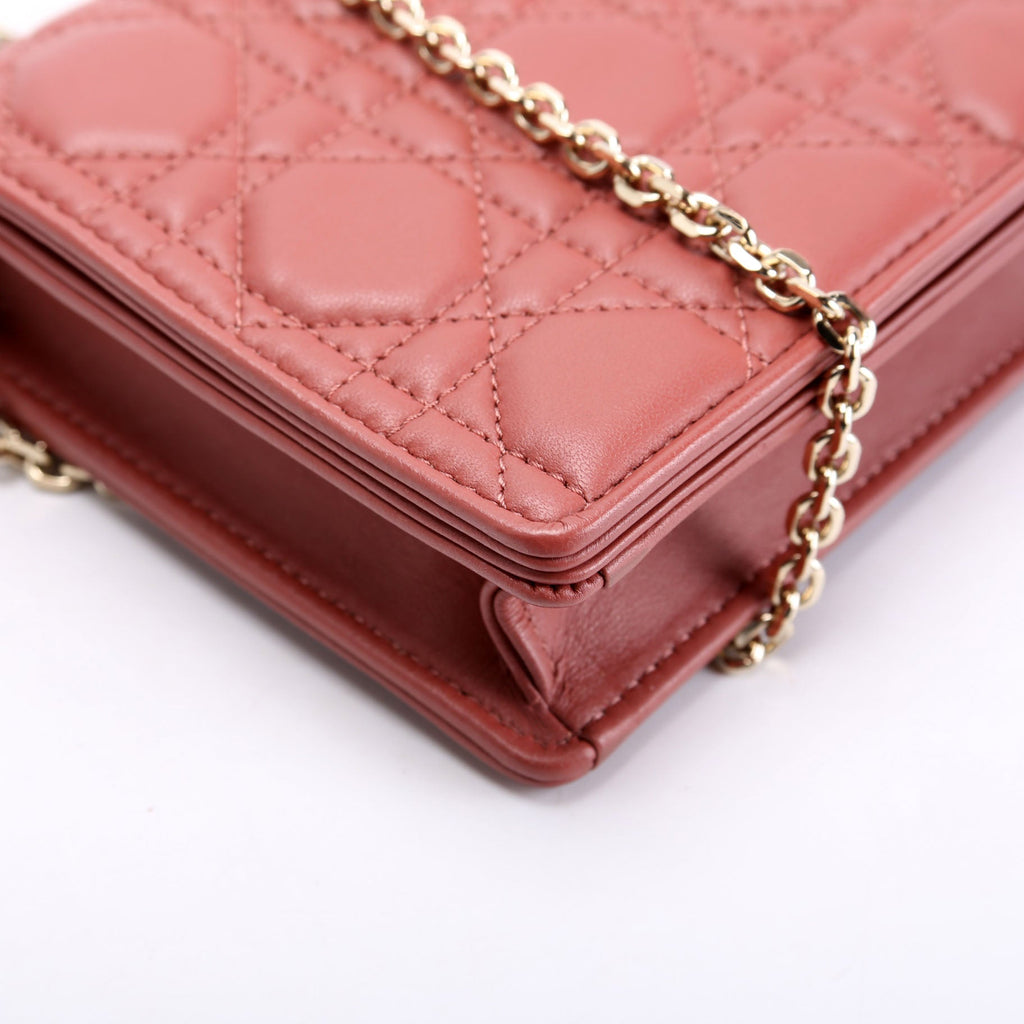 Dior Lady Dior Pouch With Inserts Lambskin Cannage Rust