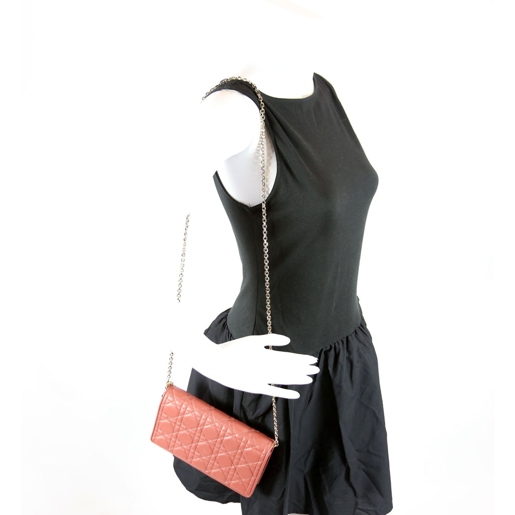 Dior Lady Dior Pouch With Inserts Lambskin Cannage Rust