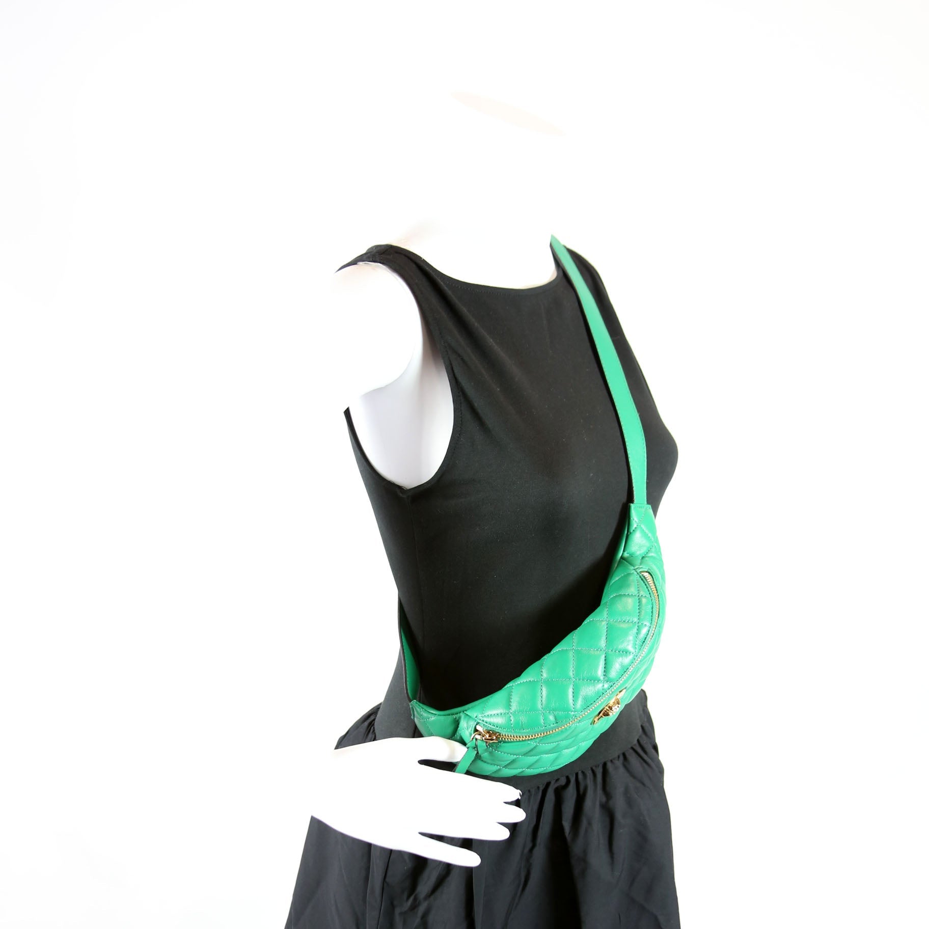 Quilted Medusa Belt Bag Green
