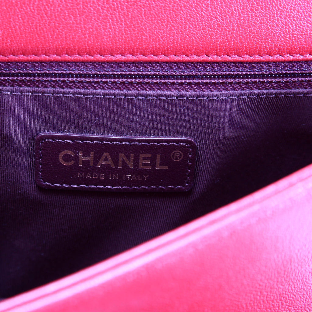 Mademoiselle Vintage Flap Bag Quilted Shiny Sheepskin Red/Gold