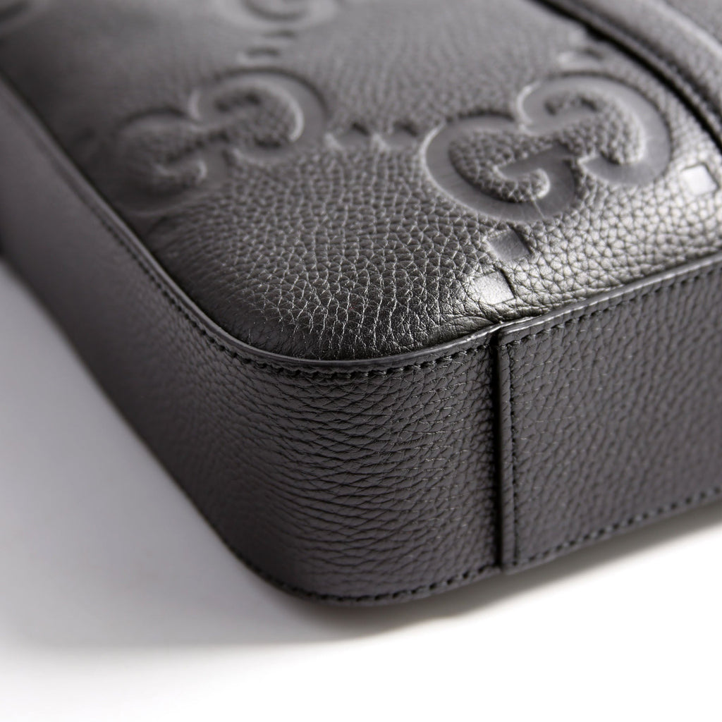658573 Jumbo GG Leather Briefcase Black
