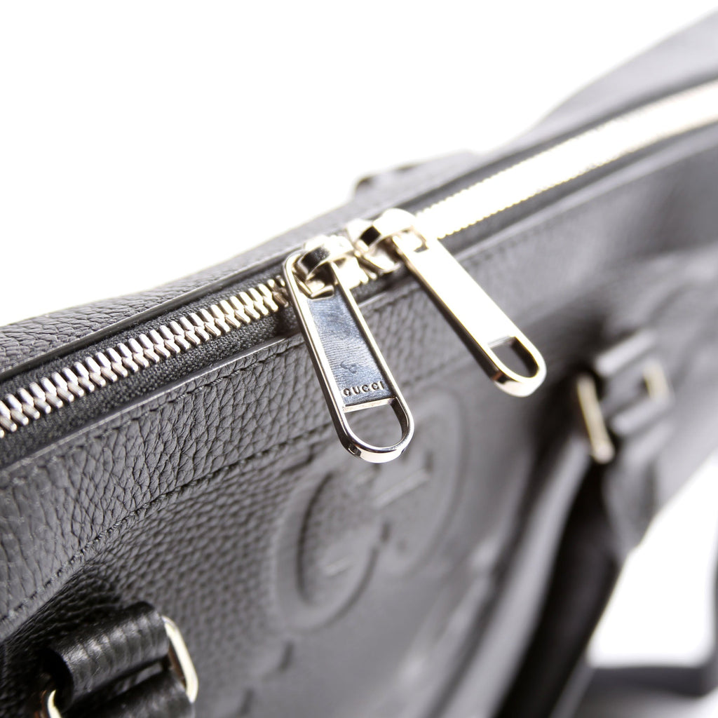 658573 Jumbo GG Leather Briefcase Black