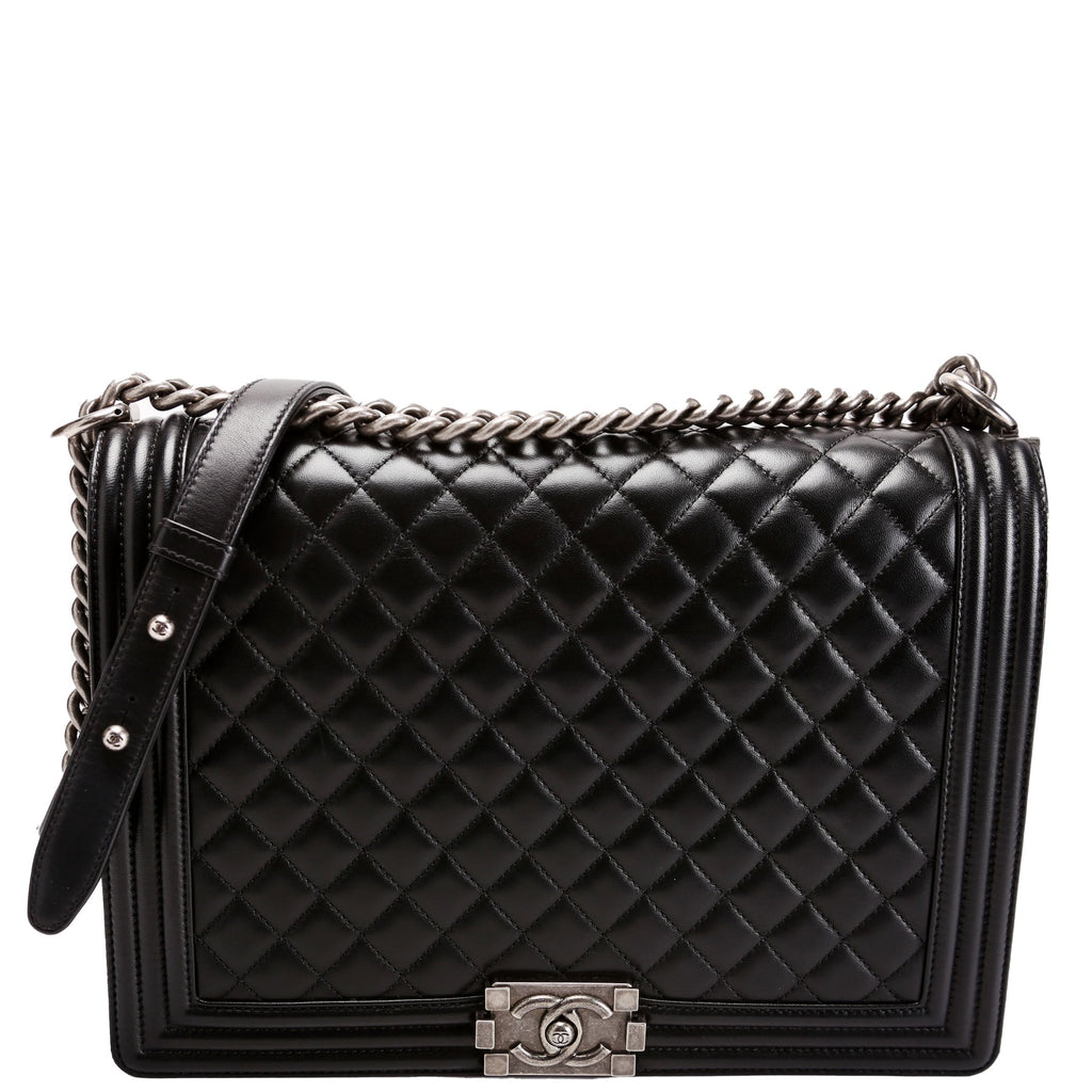 Boy Flap Large Lambskin Black/Silver