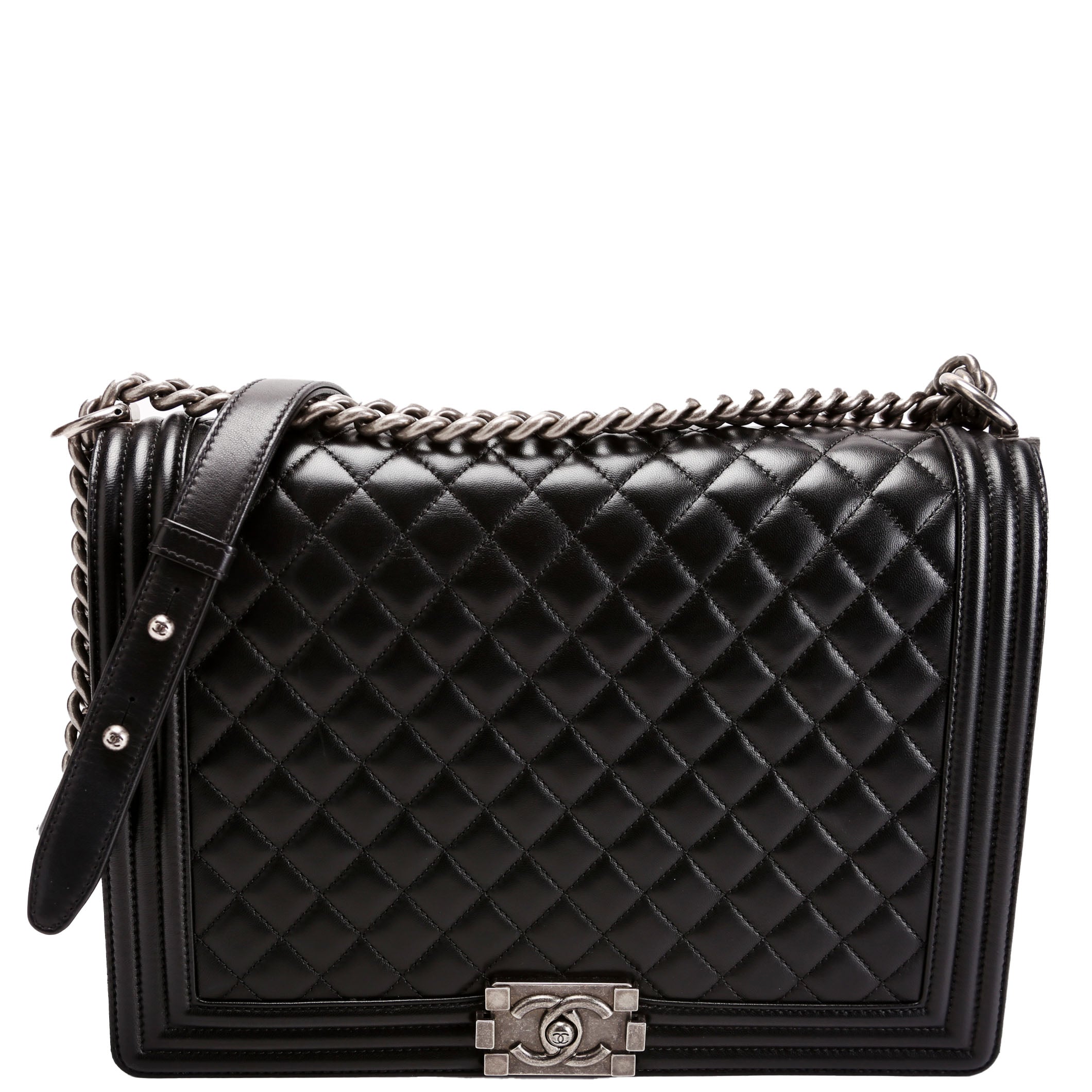 Boy Flap Large Lambskin Black/Silver