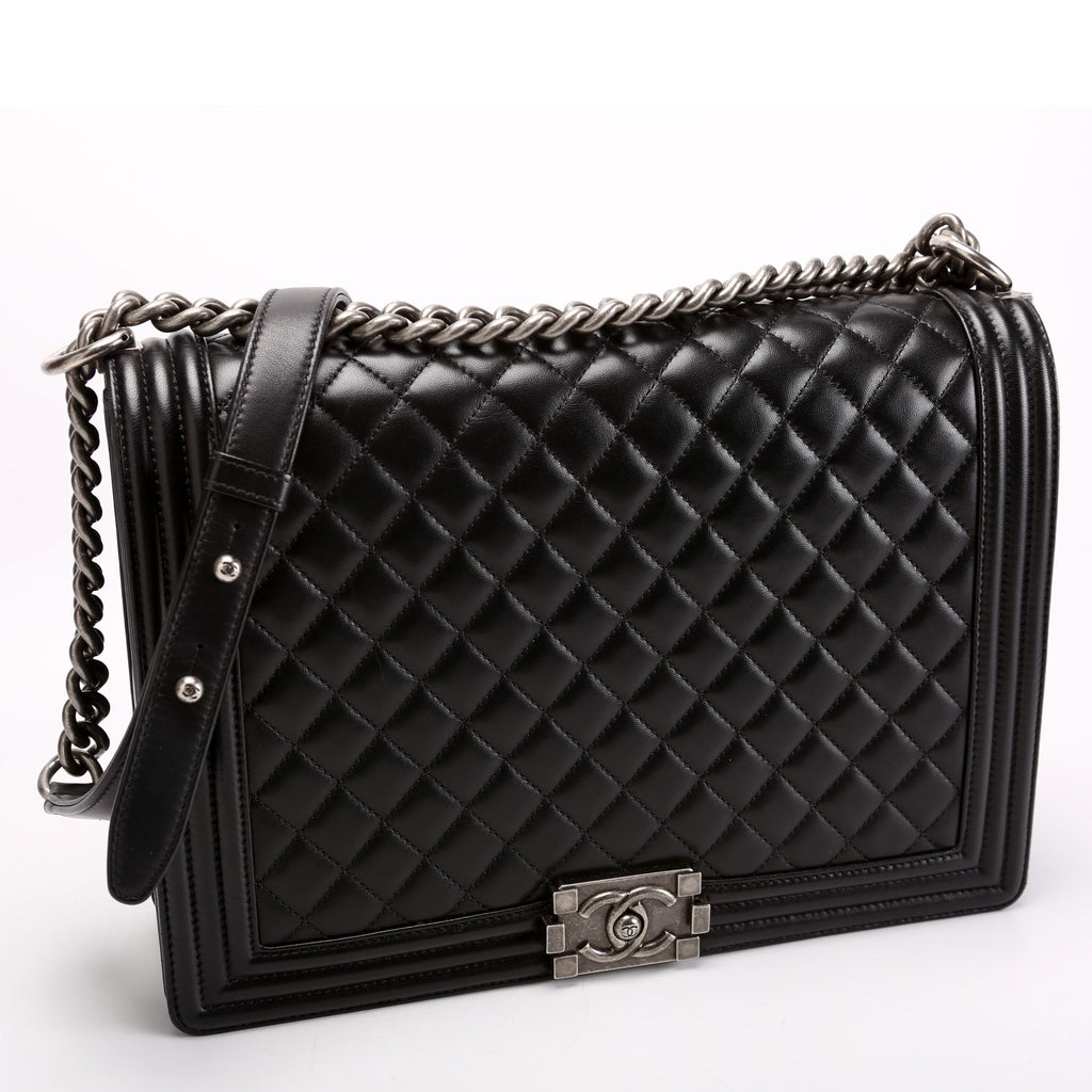 Boy Flap Large Lambskin Black/Silver