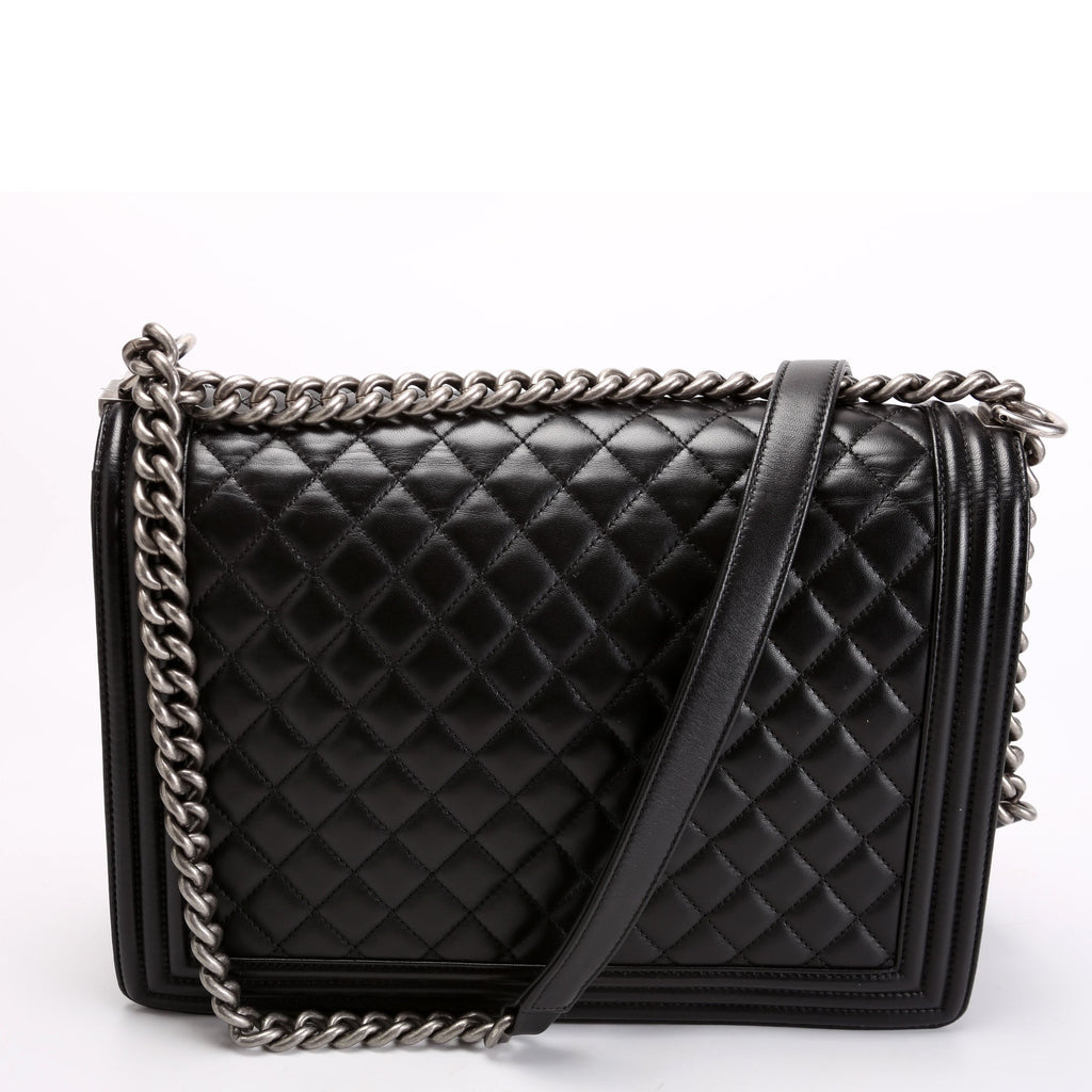 Boy Flap Large Lambskin Black/Silver