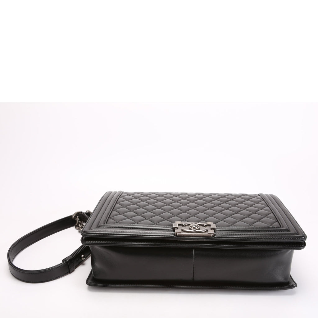 Boy Flap Large Lambskin Black/Silver