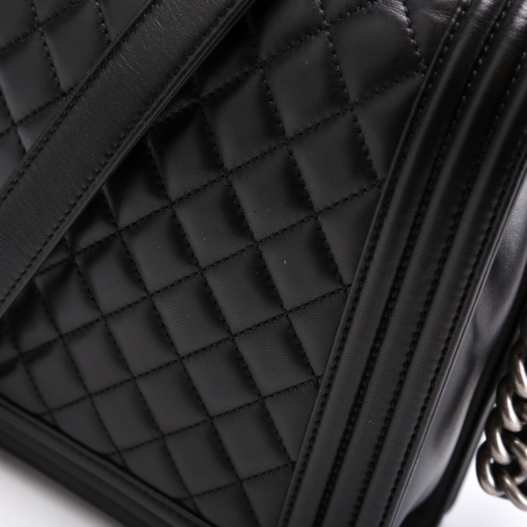 Boy Flap Large Lambskin Black/Silver