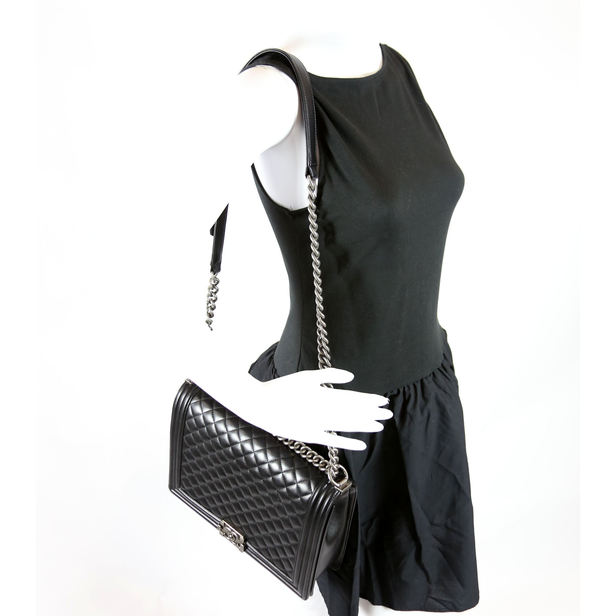 Boy Flap Large Lambskin Black/Silver