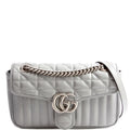 Gucci 443497 Marmont Aria Leather Shoulder Small Flap Gray