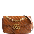 443497 Marmont Diagonal Leather Shoulder Small Flap Brown