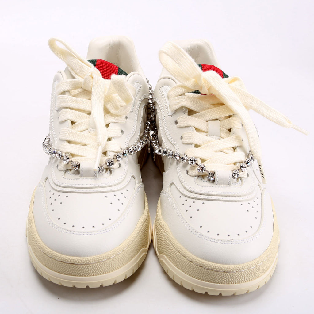RE-Web Crystal Chain Sneakers Size 36.5 White/Green/Red