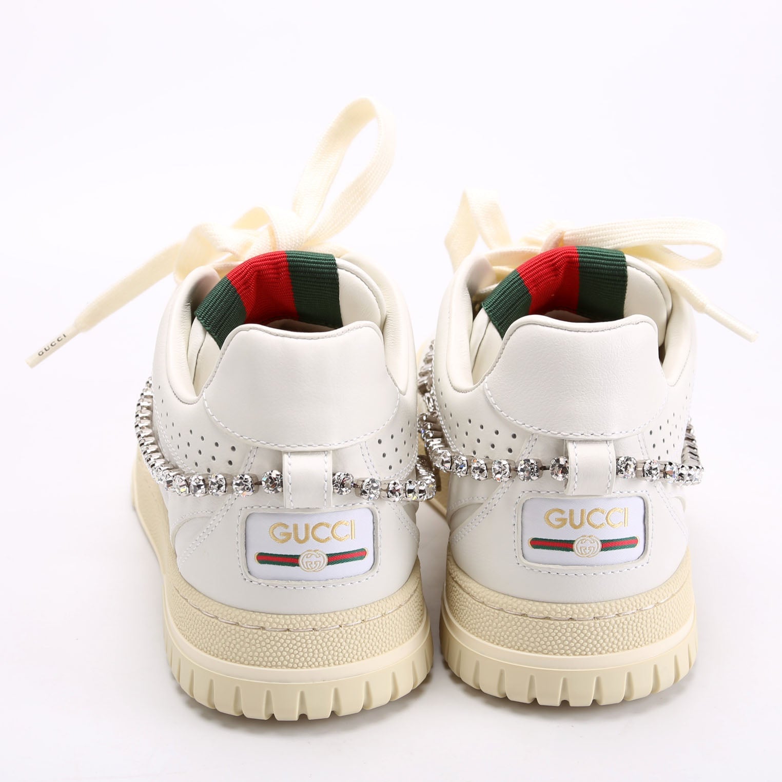 RE-Web Crystal Chain Sneakers Size 36.5 White/Green/Red