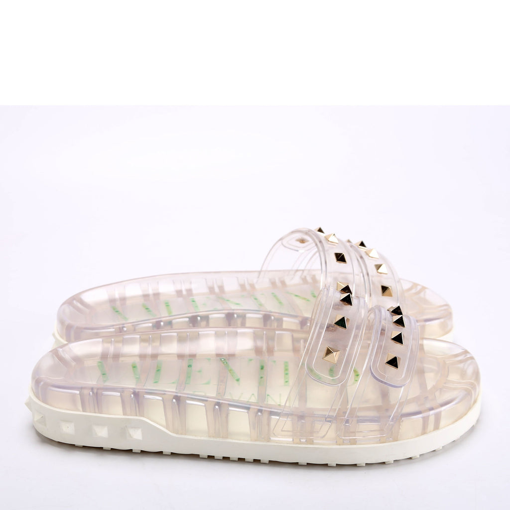 PVC Jelly Rockstud Slides Size 39 Clear/Green