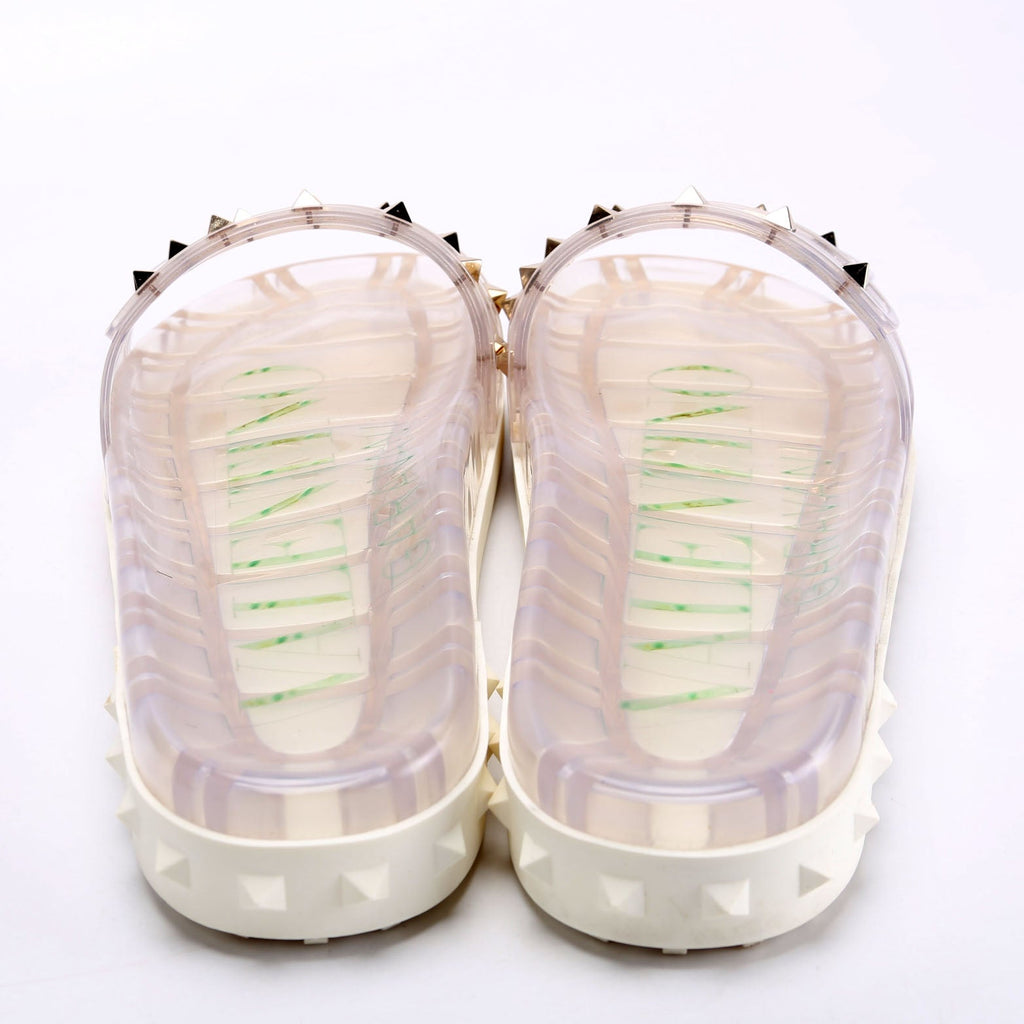 PVC Jelly Rockstud Slides Size 39 Clear/Green