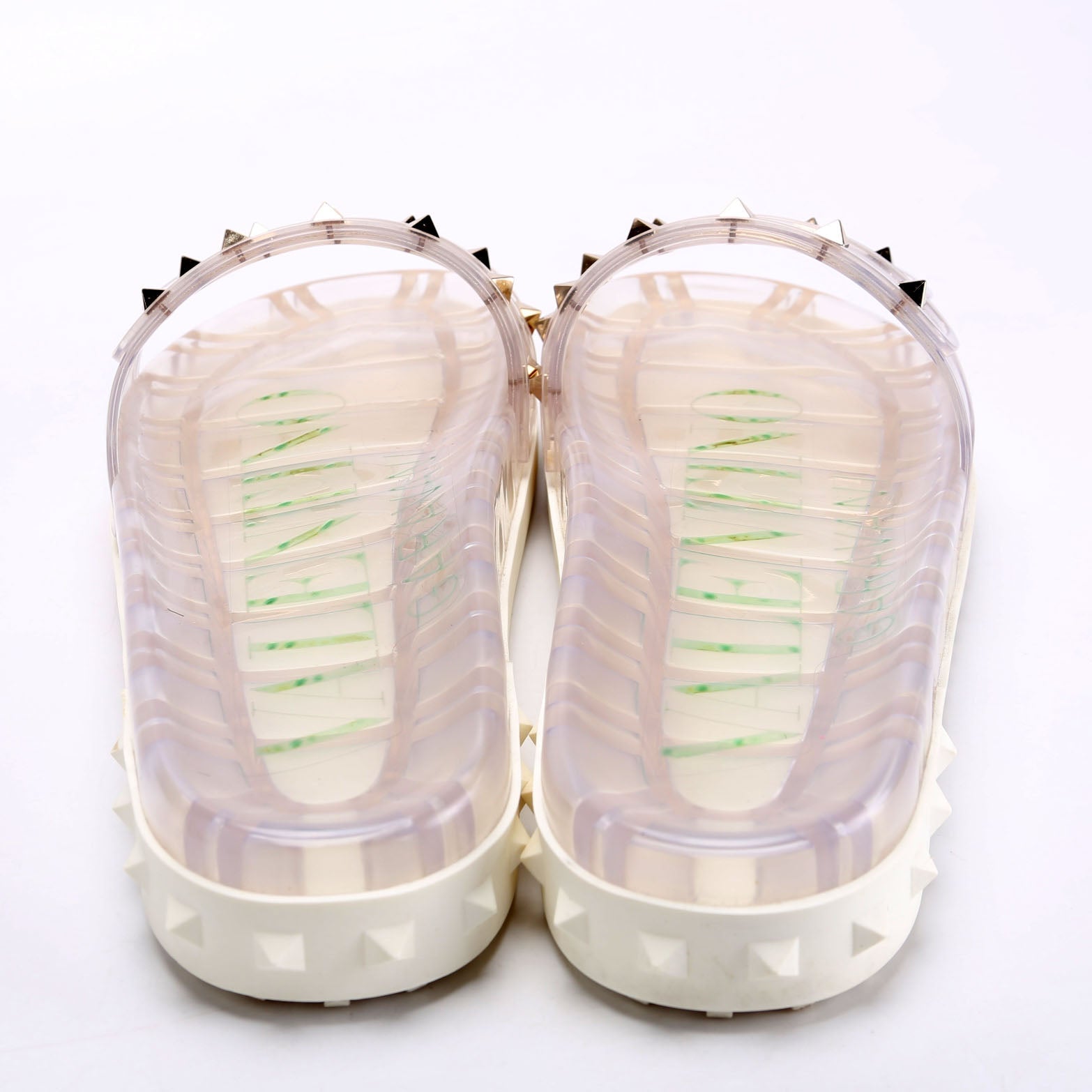 PVC Jelly Rockstud Slides Size 39 Clear/Green