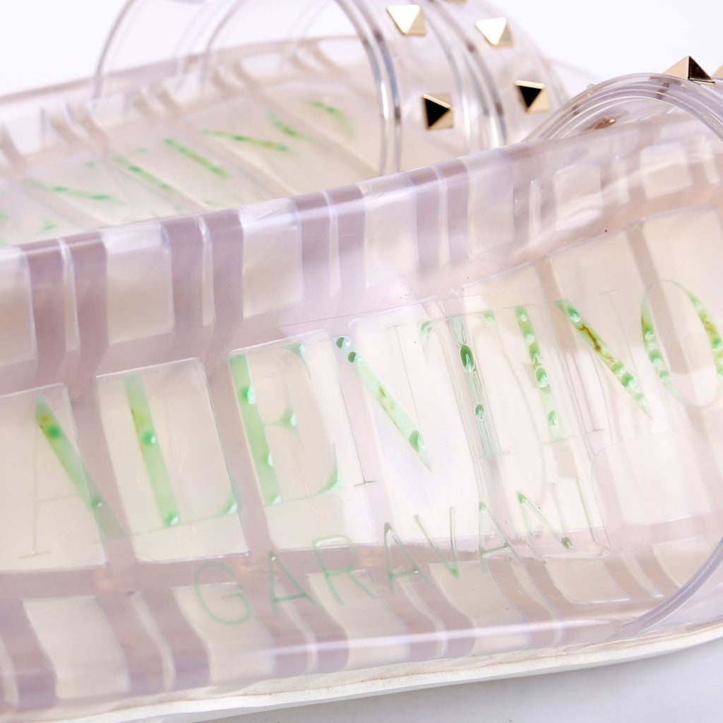 PVC Jelly Rockstud Slides Size 39 Clear/Green