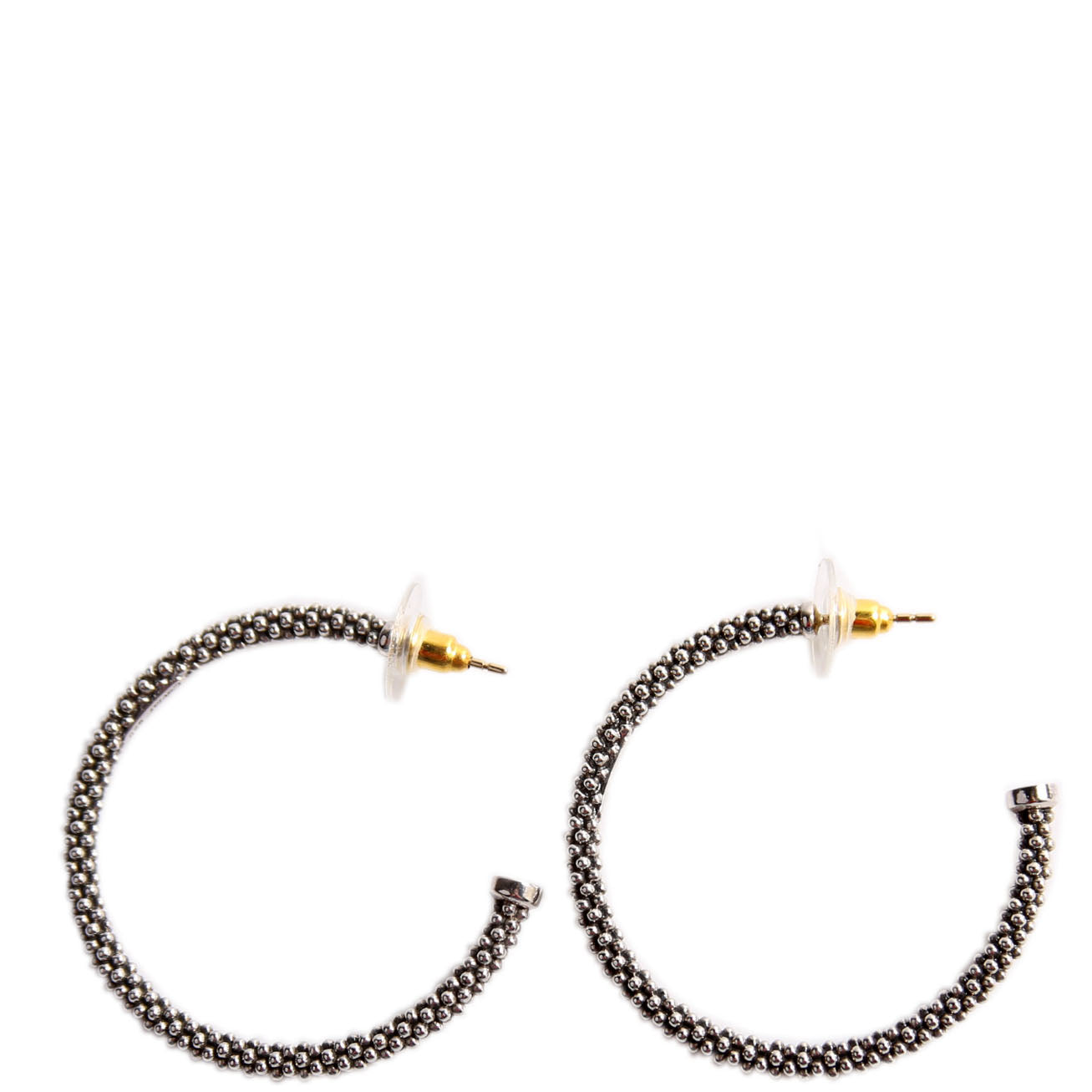 Caviar Large Hoops 925/14K Earrings Silver