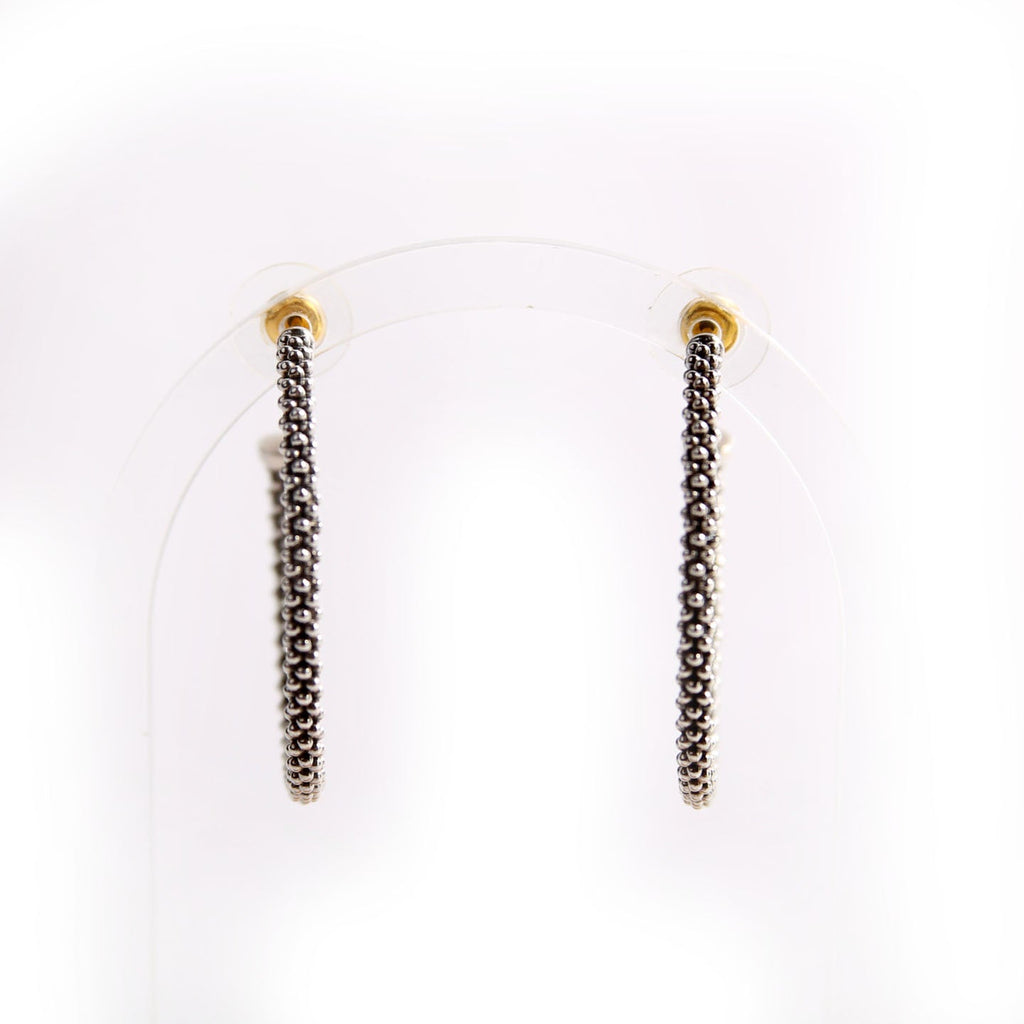 Caviar Large Hoops 925/14K Earrings Silver