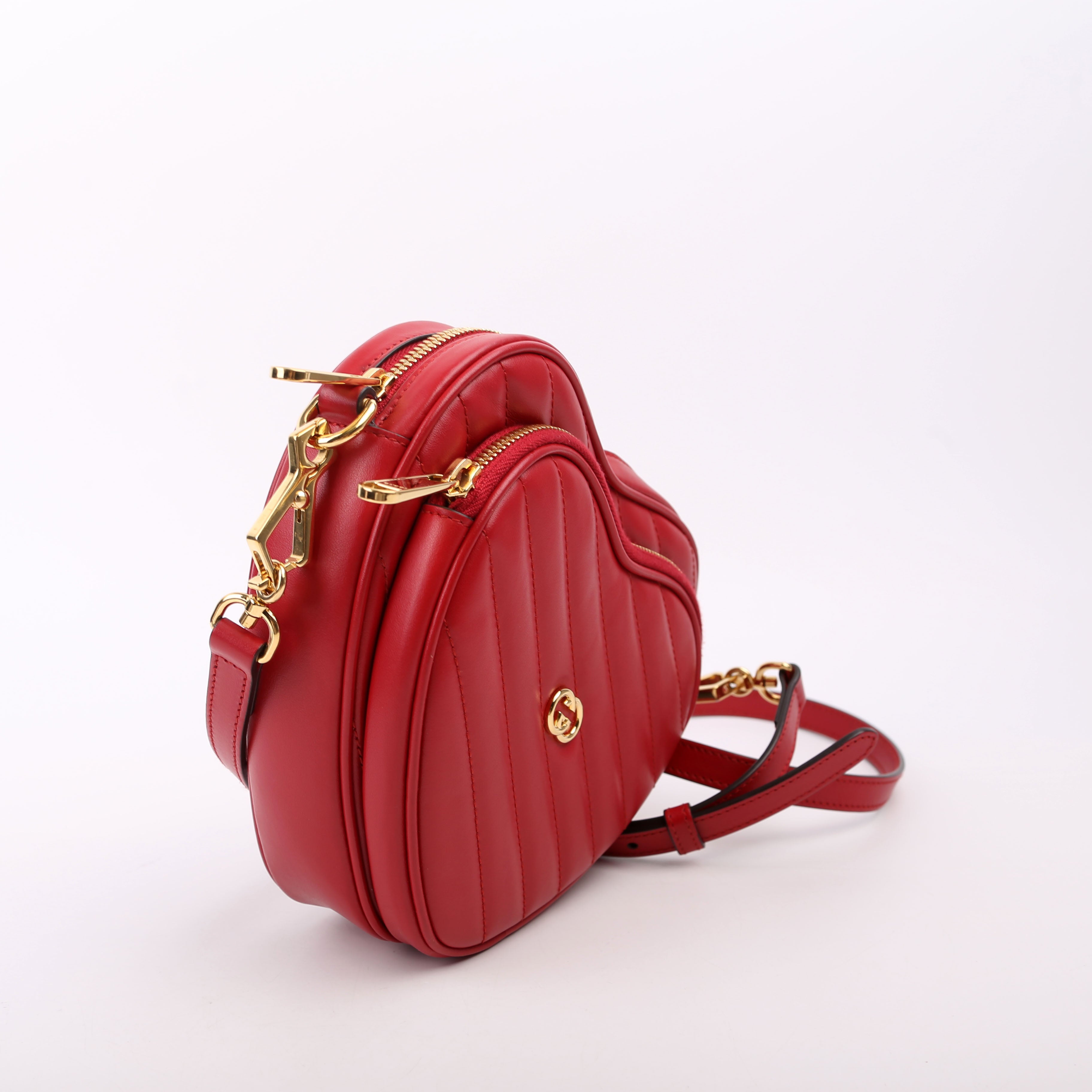 Gucci 751628 Interlocking G Mini Heart Bag Red