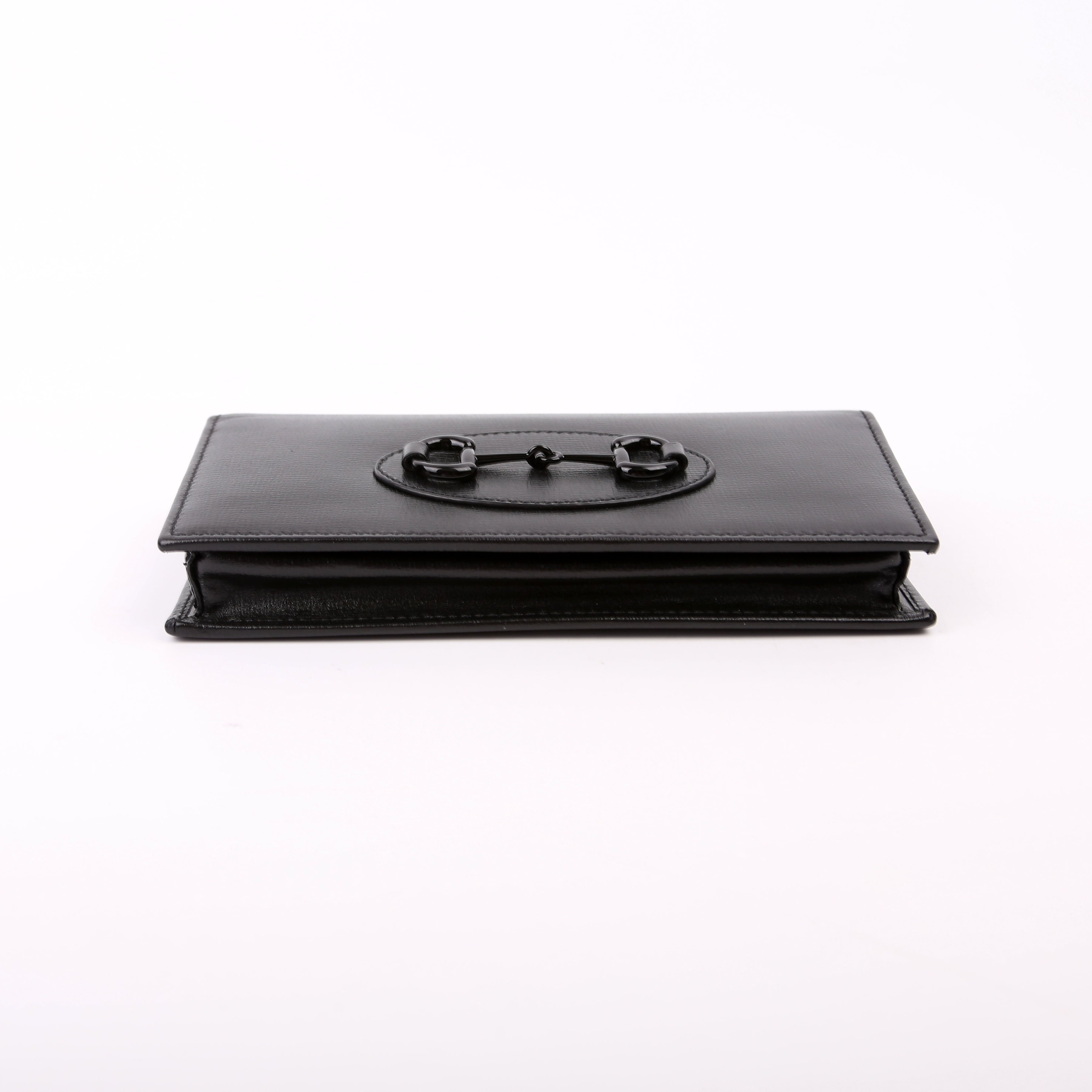 Gucci 621892 Horsebit 1955 Wallet W/ Chain Black