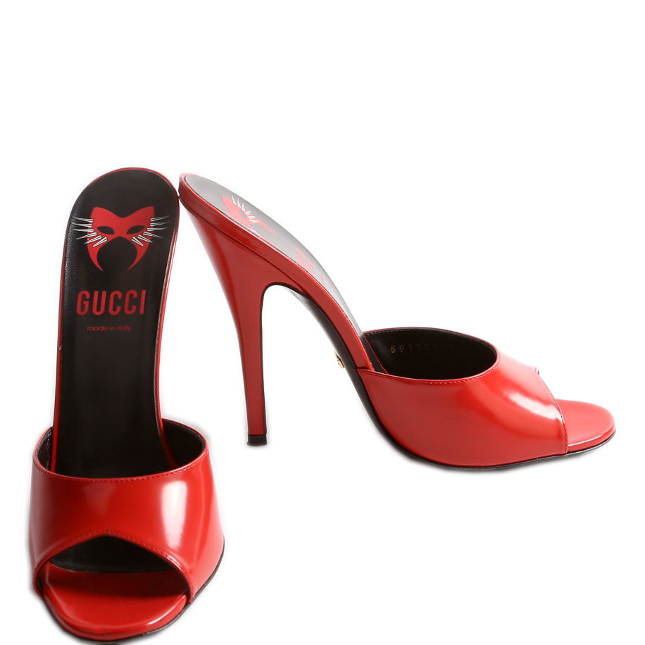 Scarlet Polished Calf Mules Size 39.5 Red