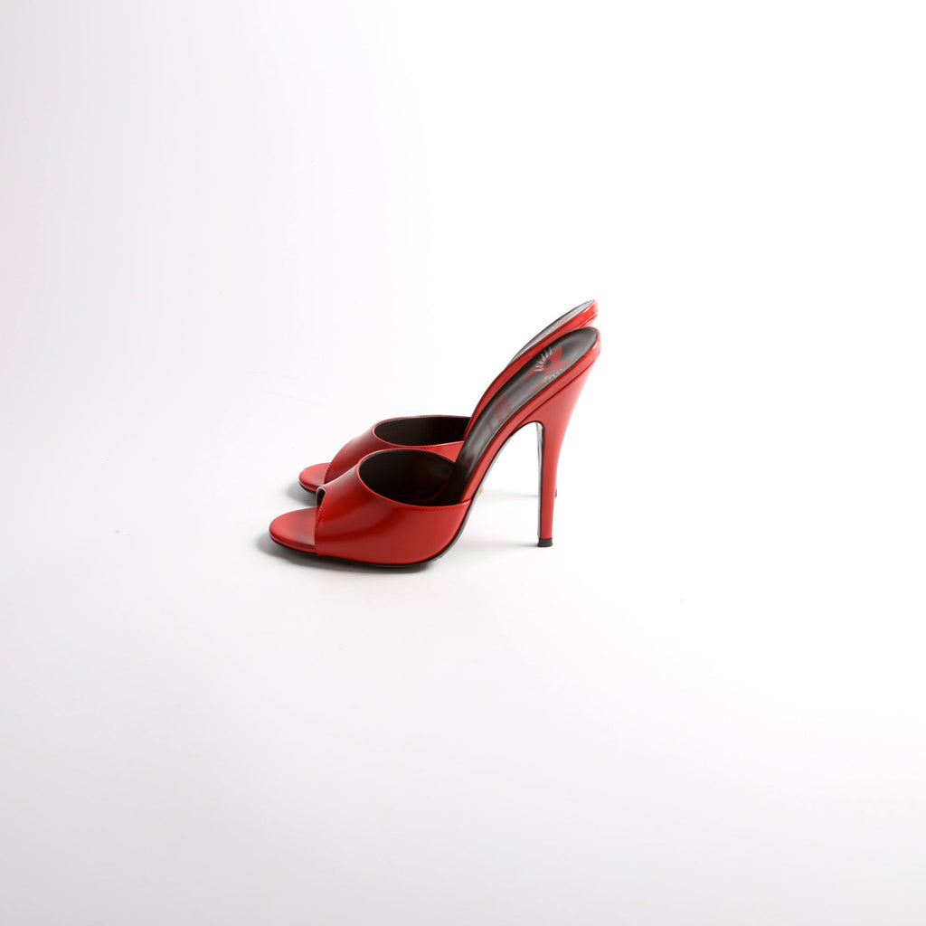 Scarlet Polished Calf Mules Size 39.5 Red