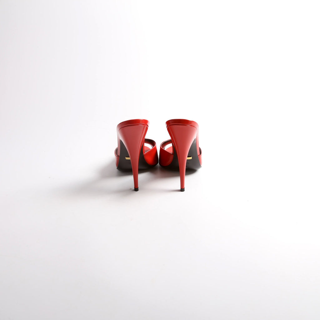Scarlet Polished Calf Mules Size 39.5 Red