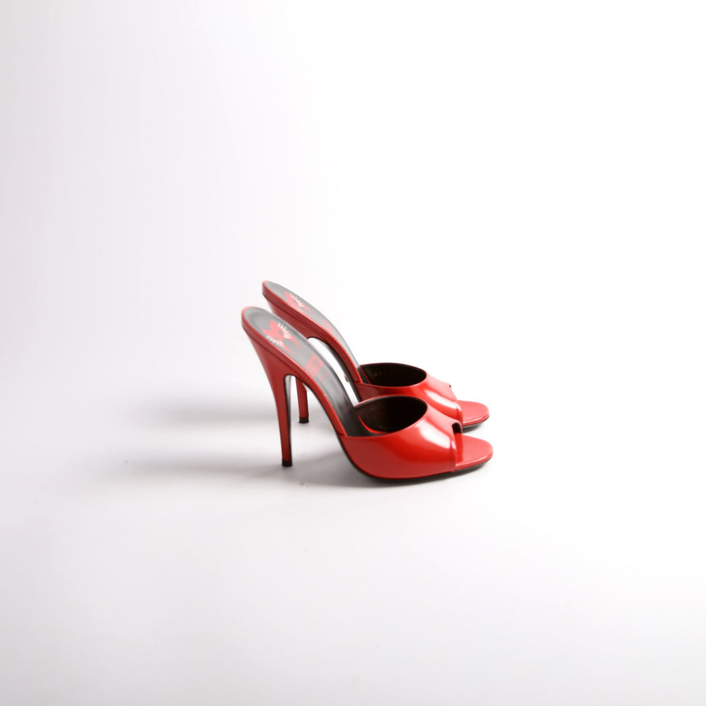 Scarlet Polished Calf Mules Size 39.5 Red