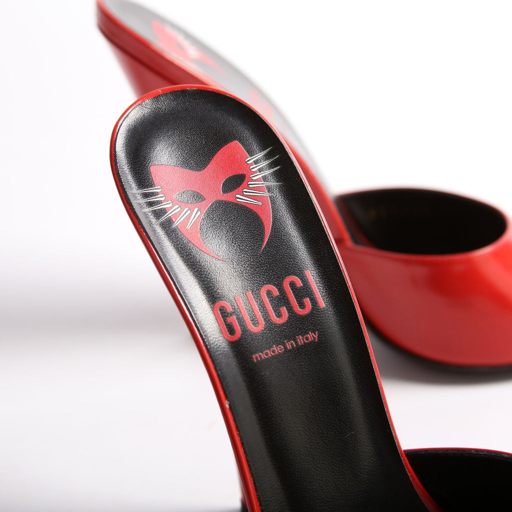 Scarlet Polished Calf Mules Size 39.5 Red