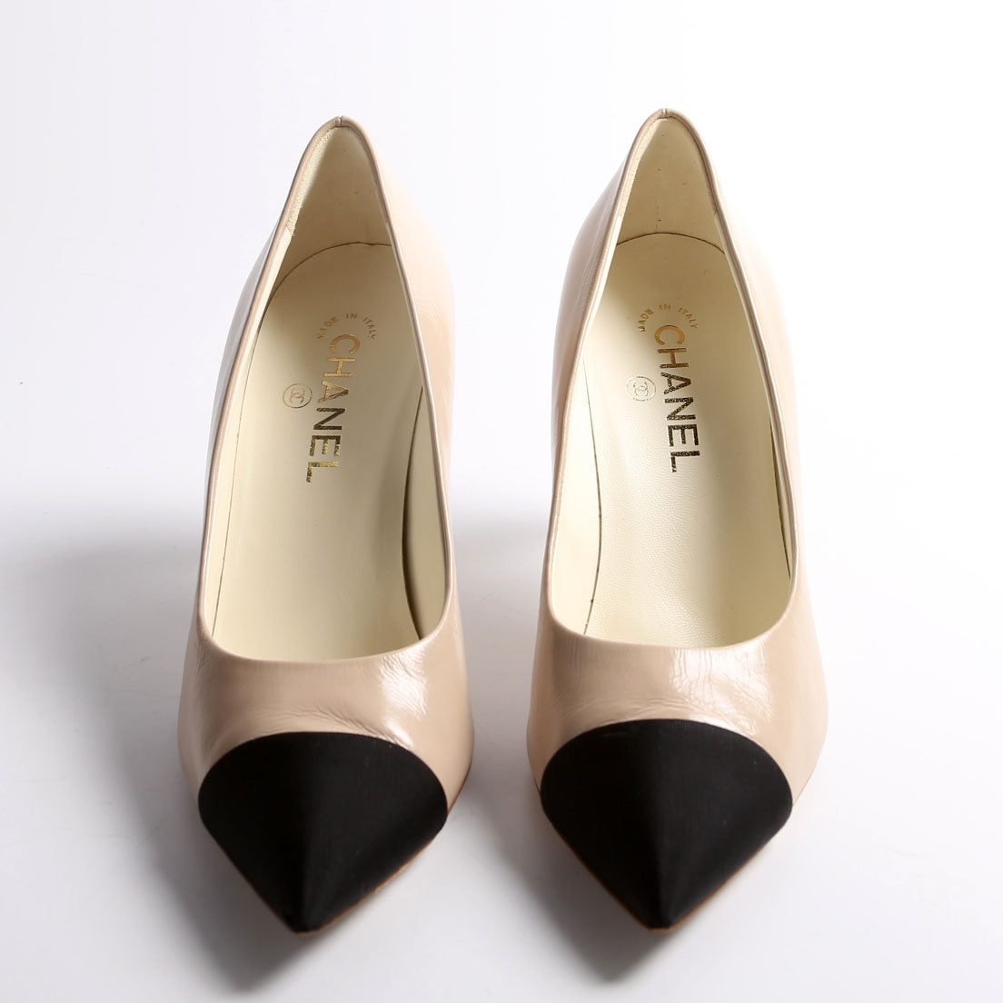 Cap Toe CC Pearl Heels Size 40 Nude/Black