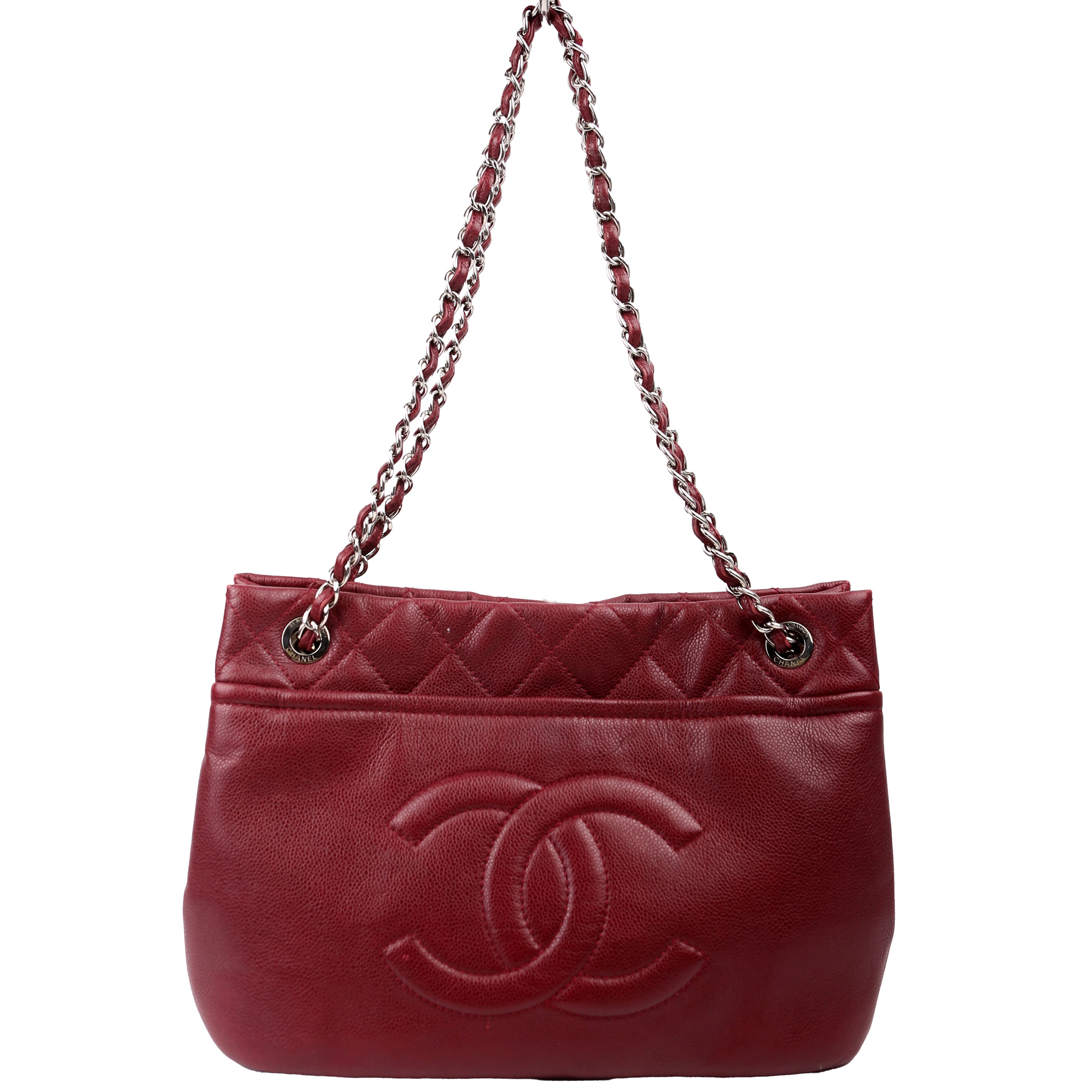 Timeless CC Soft Caviar Tote 14M Burgundy