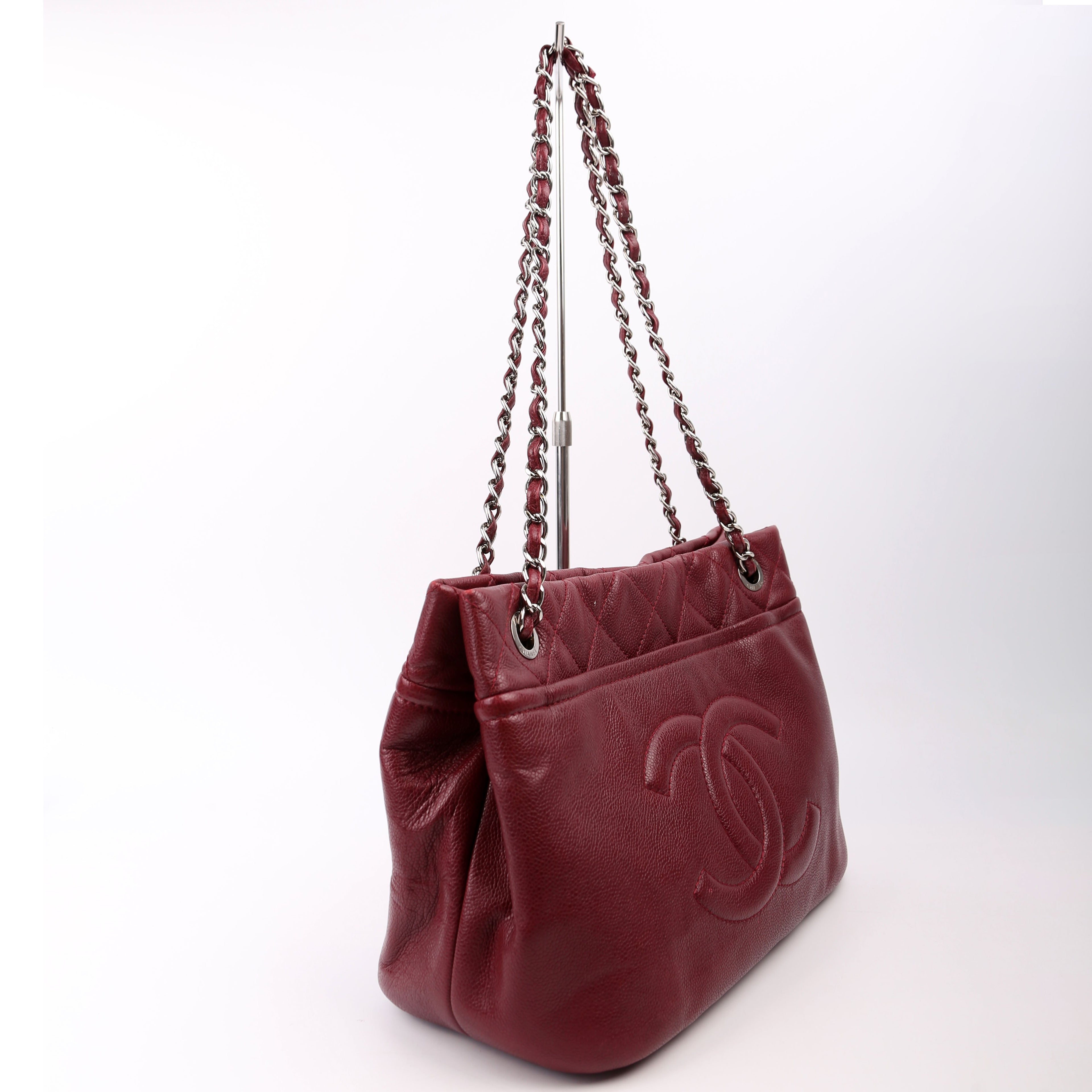 Timeless CC Soft Caviar Tote 14M Burgundy