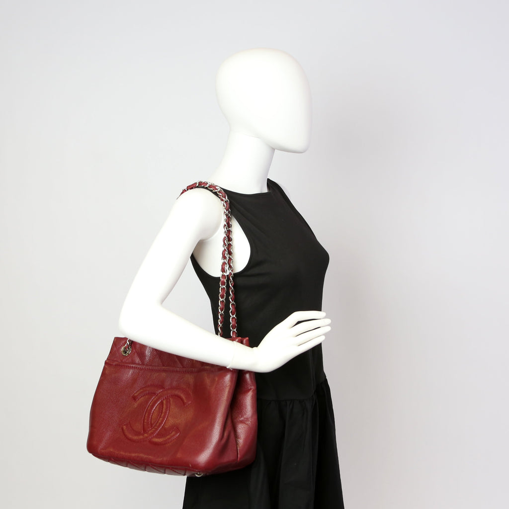 Timeless CC Soft Caviar Tote 14M Burgundy