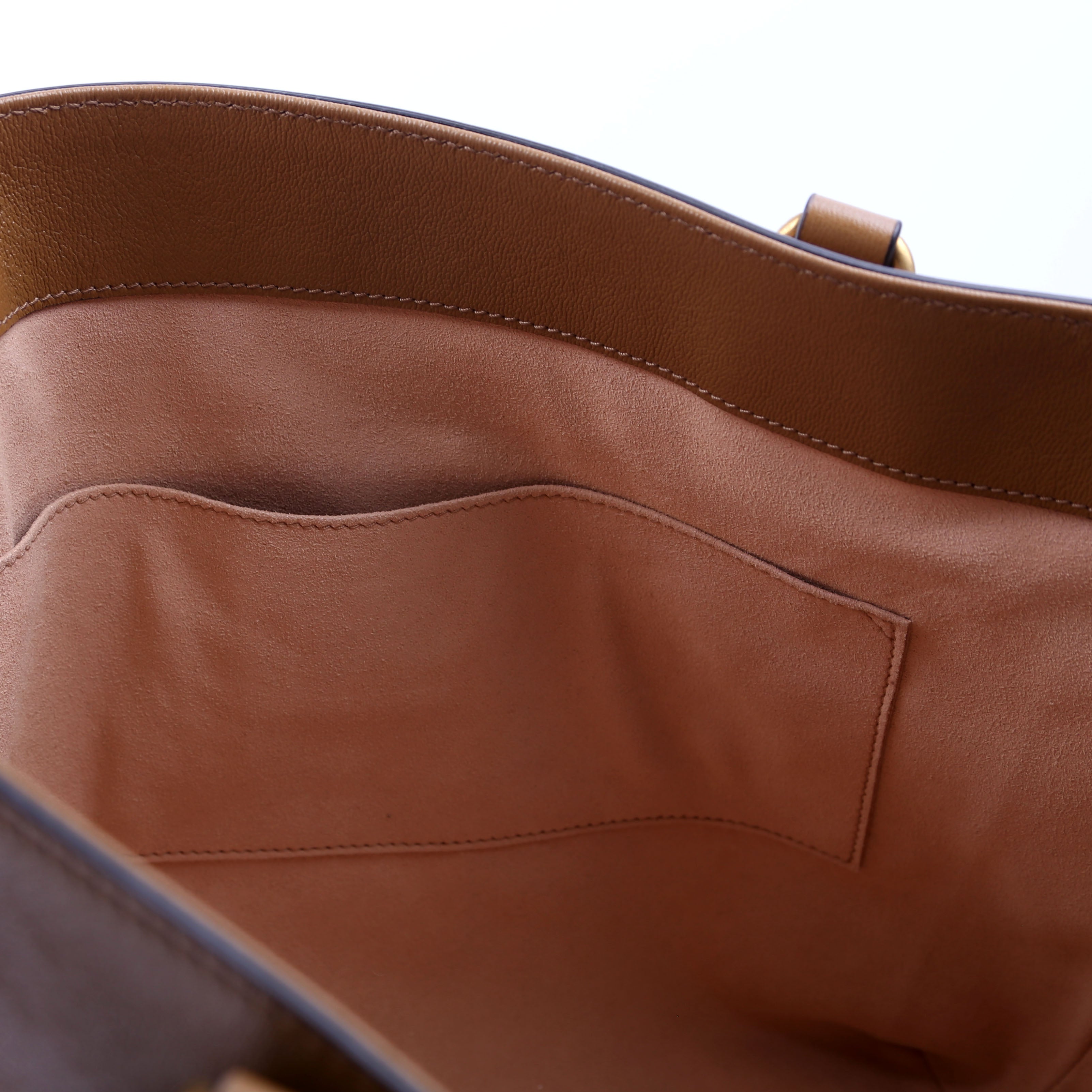 652680 Web/Calfskin Dahlia Tote Small Tan