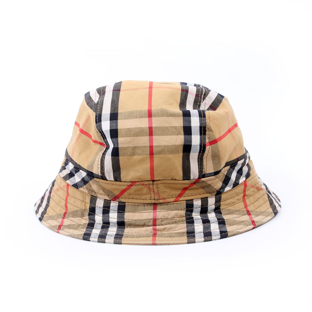Vintage Check Bucket Hat Size S Tan