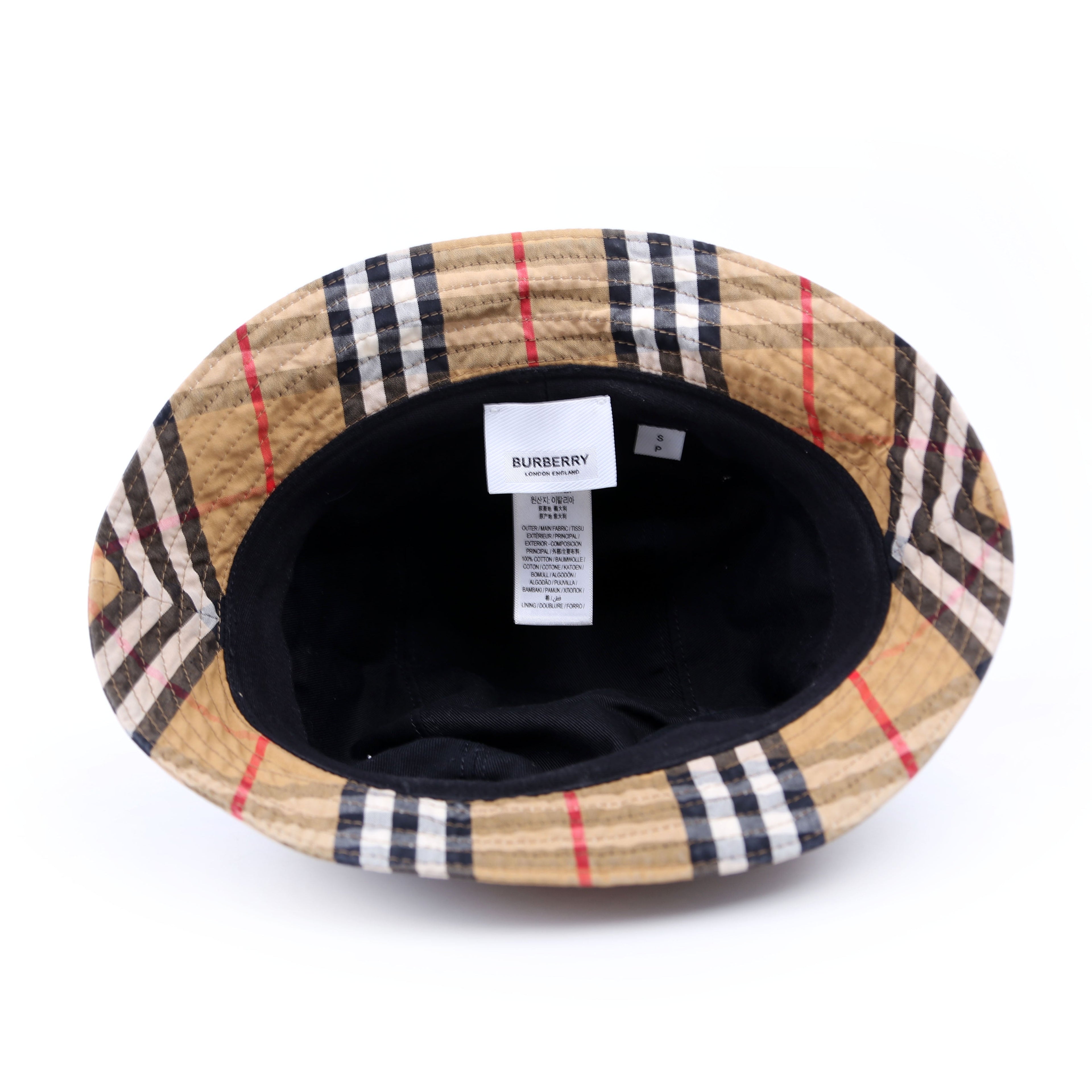 Vintage Check Bucket Hat Size S Tan