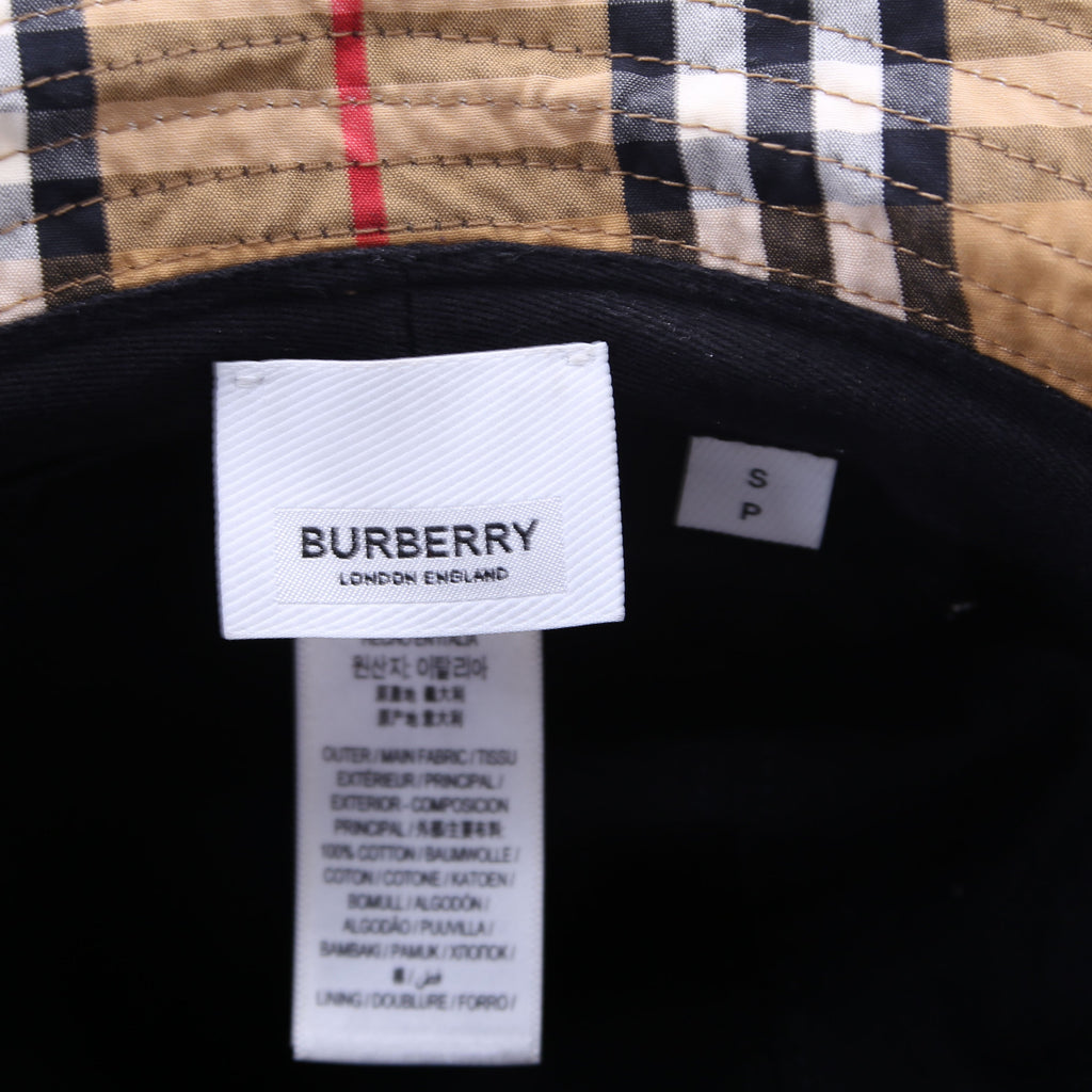 Vintage Check Bucket Hat Size S Tan