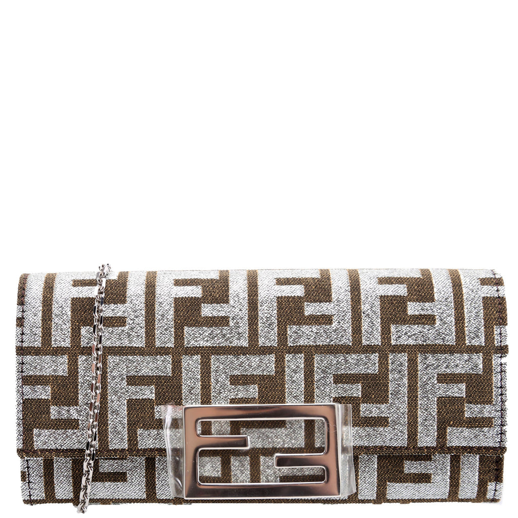 8M3065 FF Jacquard 1974 Continental Wallet On Chain Brown/Silver